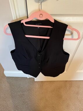 Talbots Black Fitted Button-Front Vest